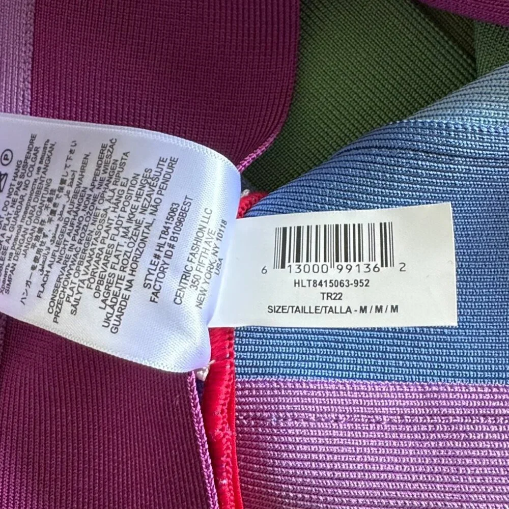 HERVE LEGER Rainbow Pride Bandage Dress Womens M NWT Bodycon Limited Edition NEW - Picture 12 of 13